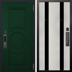 Входная дверь Аргус SMART Бенадир ral 6005 + Дуэт Белое дерево вставки Кензо