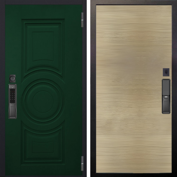 Входная дверь Аргус SMART Бенадир ral 6005 + Элегант Дорс светлый горизонт