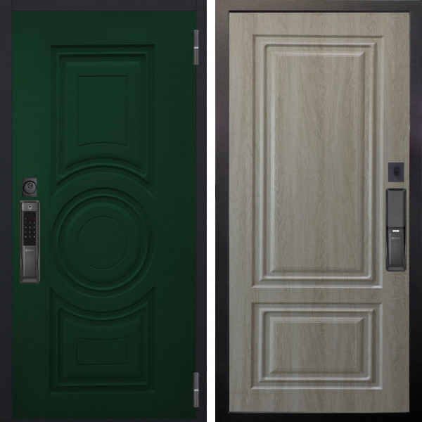 Входная дверь Аргус SMART Бенадир ral 6005 + Элион Дуб филадельфия крем