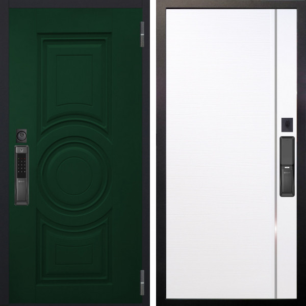 Входная дверь Аргус SMART Бенадир ral 6005 + Гауда Роял вуд белый