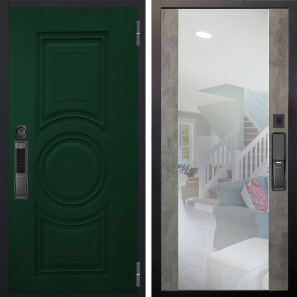 Входная дверь Аргус SMART Бенадир ral 6005 + Вояж Светлый бетон