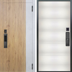 Входная дверь Аргус SMART Эксперт Рустик соломенный вставка бетон урбан милк + Агат Вельвет белый горизон