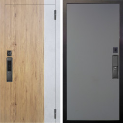 Входная дверь Аргус SMART Эксперт Рустик соломенный вставка бетон урбан милк + Элегант Силк маус