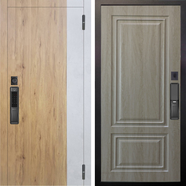 Входная дверь Аргус SMART Эксперт Рустик соломенный вставка бетон урбан милк + Элион Дуб филадельфия крем