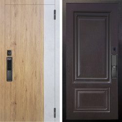 Входная дверь Аргус SMART Эксперт Рустик соломенный вставка бетон урбан милк + Элион Горький шоколад