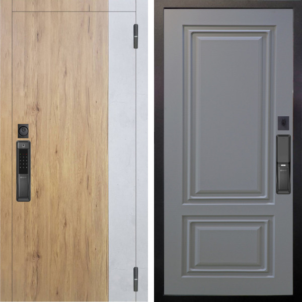 Входная дверь Аргус SMART Эксперт Рустик соломенный вставка бетон урбан милк + Элион Силк маус