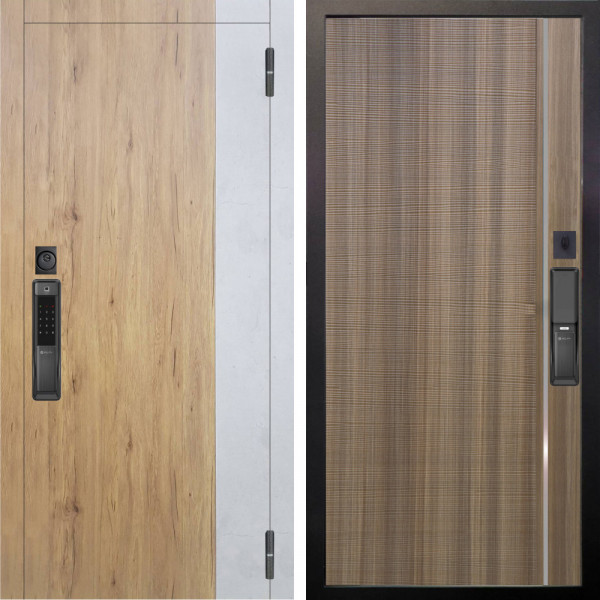 Входная дверь Аргус SMART Эксперт Рустик соломенный вставка бетон урбан милк + Гауда Керамика