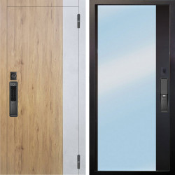 Входная дверь Аргус SMART Эксперт Рустик соломенный вставка бетон урбан милк + Магнум Черный софт