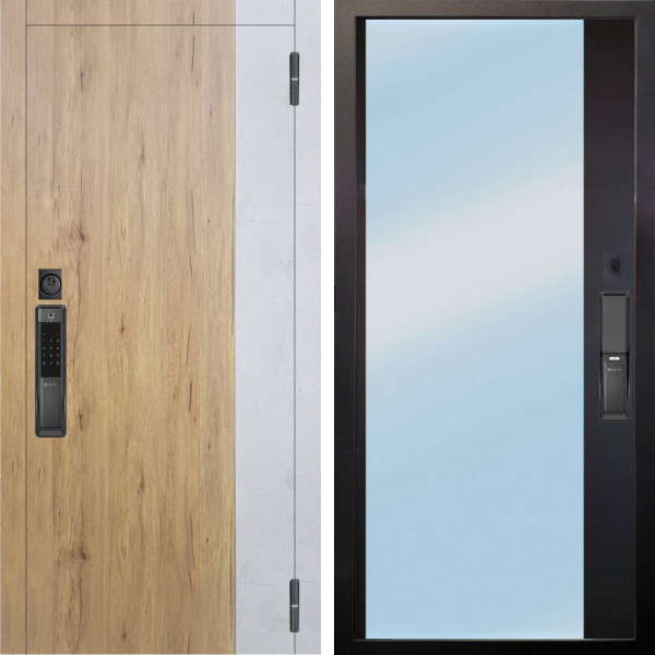 Входная дверь Аргус SMART Эксперт Рустик соломенный вставка бетон урбан милк + Магнум Черный софт