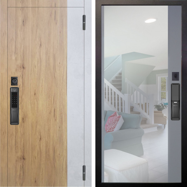 Входная дверь Аргус SMART Эксперт Рустик соломенный вставка бетон урбан милк + Магнум Силк маус