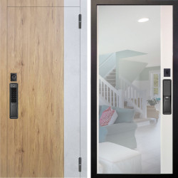 Входная дверь Аргус SMART Эксперт Рустик соломенный вставка бетон урбан милк + Магнум Софт милк