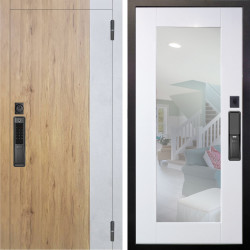 Входная дверь Аргус SMART Эксперт Рустик соломенный вставка бетон урбан милк + Милли Роял вуд белый