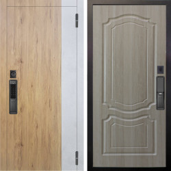 Входная дверь Аргус SMART Эксперт Рустик соломенный вставка бетон урбан милк + Мишель Ларче светлый