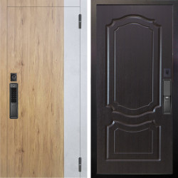 Входная дверь Аргус SMART Эксперт Рустик соломенный вставка бетон урбан милк + Мишель Венге