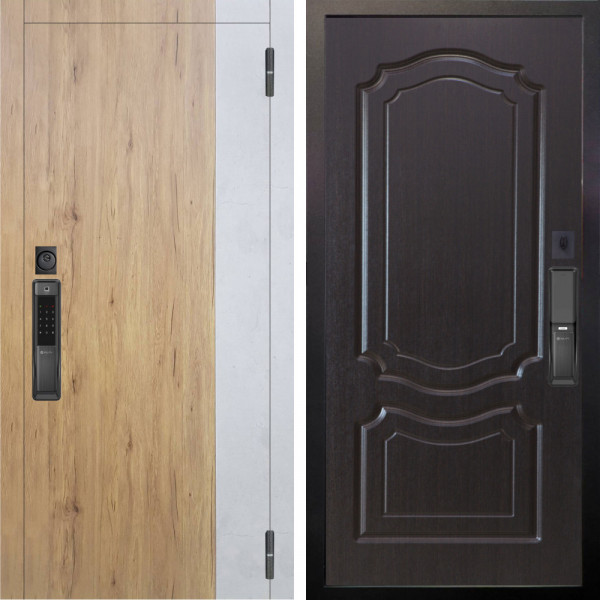 Входная дверь Аргус SMART Эксперт Рустик соломенный вставка бетон урбан милк + Мишель Венге