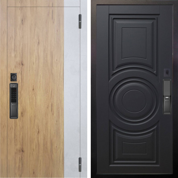 Входная дверь Аргус SMART Эксперт Рустик соломенный вставка бетон урбан милк + Могадиш Черный софт.jpg