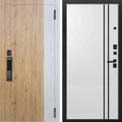 Входная дверь Аргус SMART Эксперт Рустик соломенный вставка бетон урбан милк + нора 4