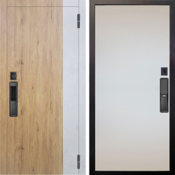 Входная дверь Аргус SMART Эксперт Рустик соломенный вставка бетон урбан милк + Под покраску