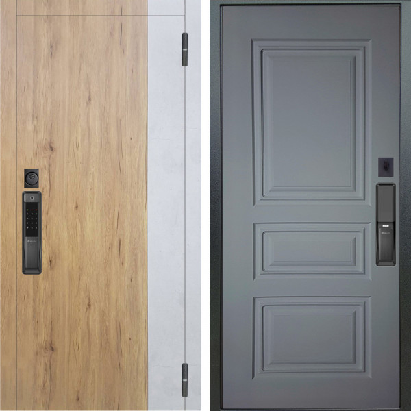 Входная дверь Аргус SMART Эксперт Рустик соломенный вставка бетон урбан милк + Скиф Силк маус