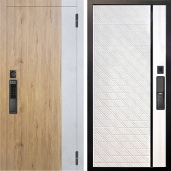 Входная дверь Аргус SMART Эксперт Рустик соломенный вставка бетон урбан милк + Тори Софт милк