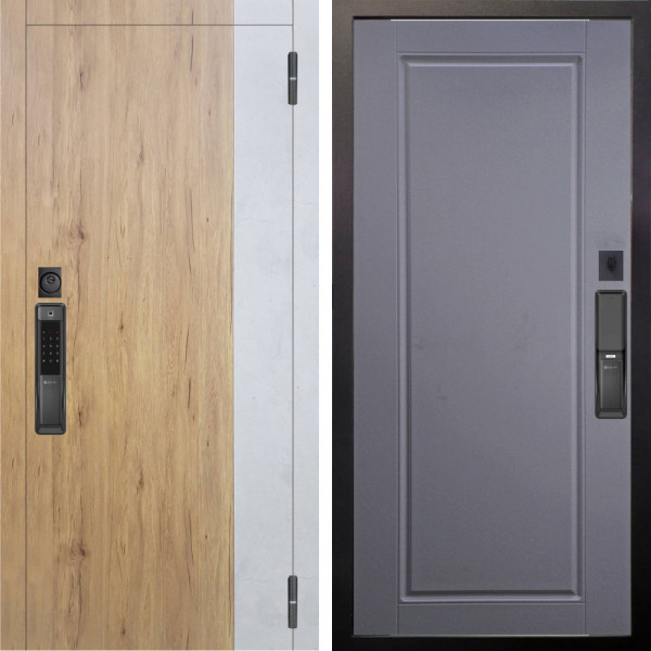 Входная дверь Аргус SMART Эксперт Рустик соломенный вставка бетон урбан милк + Тревор Силк маус