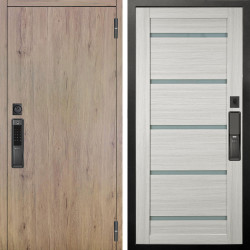 Входная дверь Аргус SMART Элегант Рустик соломенный + Александра Белая лиственница