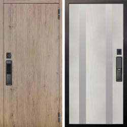 Входная дверь Аргус SMART Элегант Рустик соломенный + Дуэт Белое дерево вставки Изабель