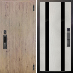 Входная дверь Аргус SMART Элегант Рустик соломенный + Дуэт Белое дерево вставки Кензо