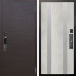 Входная дверь Аргус SMART Элегант Венге горизонт + Дуэт Белое дерево вставки Изабель