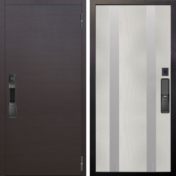 Входная дверь Аргус SMART Элегант Венге горизонт + Дуэт Белое дерево вставки Изабель