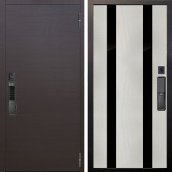 Входная дверь Аргус SMART Элегант Венге горизонт + Дуэт Белое дерево вставки Кензо