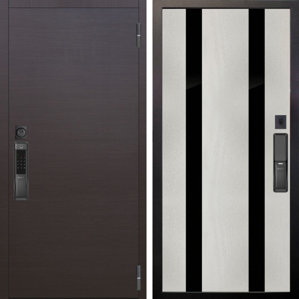 Входная дверь Аргус SMART Элегант Венге горизонт + Дуэт Белое дерево вставки Кензо