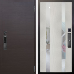 Входная дверь Аргус SMART Элегант Венге горизонт + Дуэт Белое дерево вставки Николь