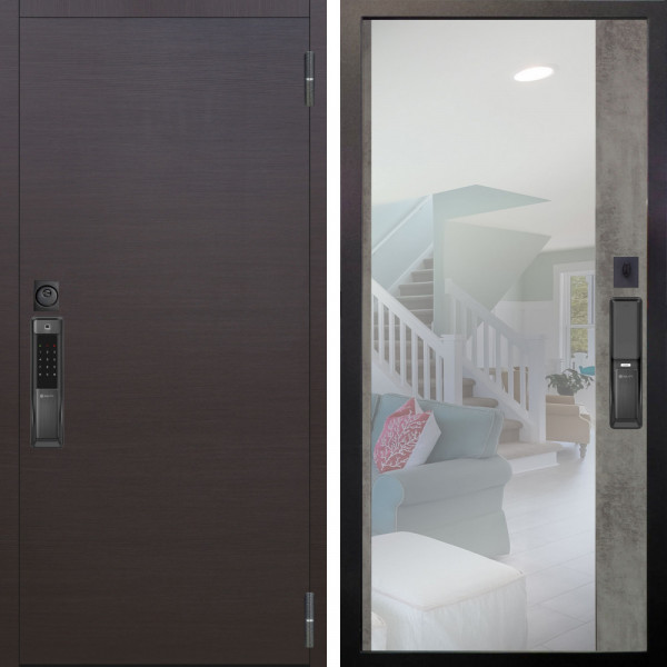 Входная дверь Аргус SMART Элегант Венге горизонт + Магнум Светлый бетон