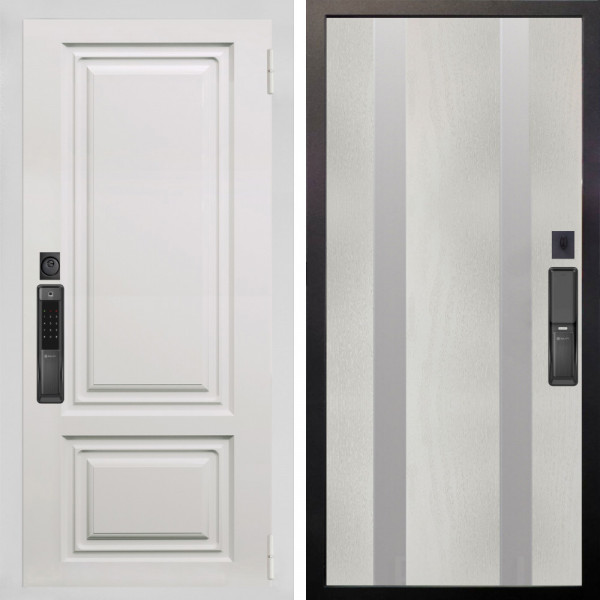 Входная дверь Аргус SMART элион вмр белый + Дуэт Белое дерево вставки Изабель