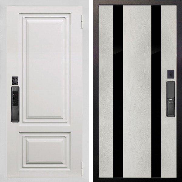 Входная дверь Аргус SMART элион вмр белый + Дуэт Белое дерево вставки Кензо