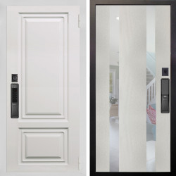 Входная дверь Аргус SMART элион вмр белый + Дуэт Белое дерево вставки Николь