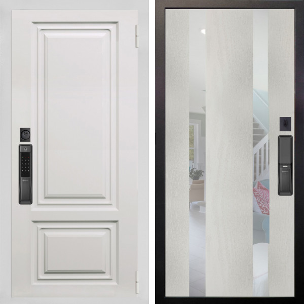 Входная дверь Аргус SMART элион вмр белый + Дуэт Белое дерево вставки Николь