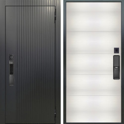 Входная дверь Аргус SMART Фрейда Черный кварц + Агат Вельвет белый горизон