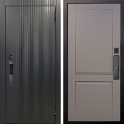 Входная дверь Аргус SMART Фрейда Черный кварц + Ариана Серая эмаль