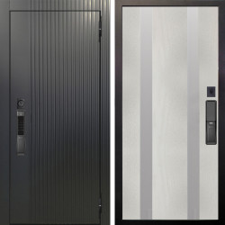 Входная дверь Аргус SMART Фрейда Черный кварц + Дуэт Белое дерево вставки Изабель