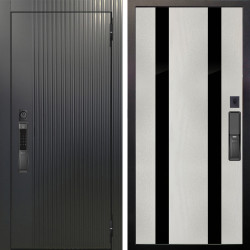 Входная дверь Аргус SMART Фрейда Черный кварц + Дуэт Белое дерево вставки Кензо