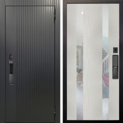 Входная дверь Аргус SMART Фрейда Черный кварц + Дуэт Белое дерево вставки Николь