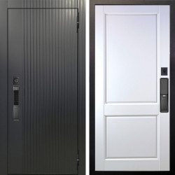 Входная дверь Аргус SMART Фрейда Черный кварц + Соренто Белая эмаль