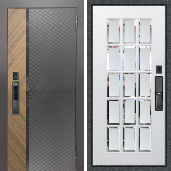 Входная дверь Аргус SMART Фуриоса + Мэрелин Софт милк зеркало с фацетом и пескоструем