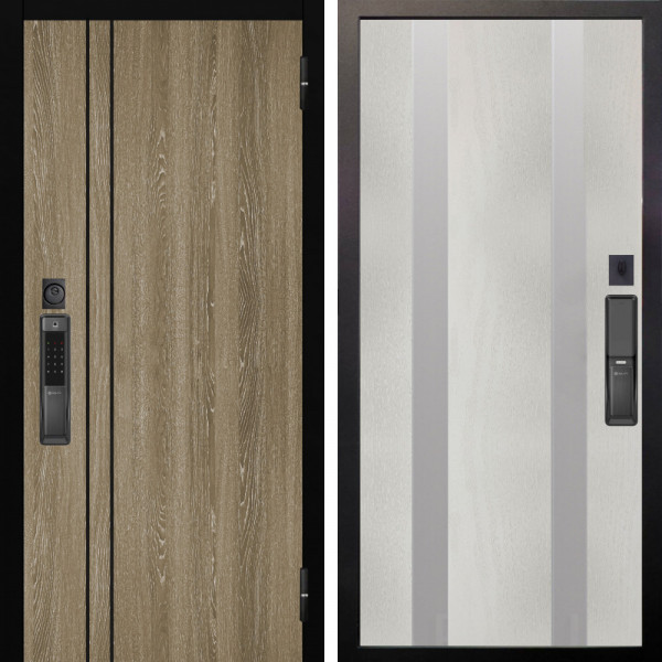 Входная дверь Аргус SMART гейджи орех мраморный + Дуэт Белое дерево вставки Изабель