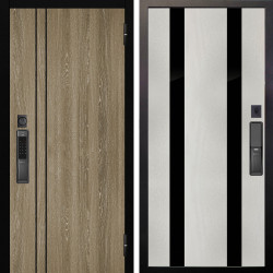 Входная дверь Аргус SMART гейджи орех мраморный + Дуэт Белое дерево вставки Кензо