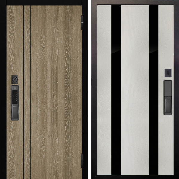 Входная дверь Аргус SMART гейджи орех мраморный + Дуэт Белое дерево вставки Кензо