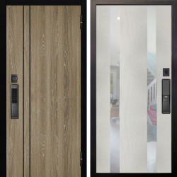 Входная дверь Аргус SMART гейджи орех мраморный + Дуэт Белое дерево вставки Николь