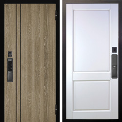 Входная дверь Аргус SMART гейджи орех мраморный + Соренто Белая эмаль
